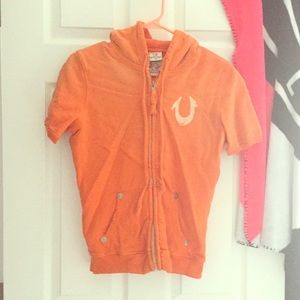 True religion short sleeve distressed hoodie